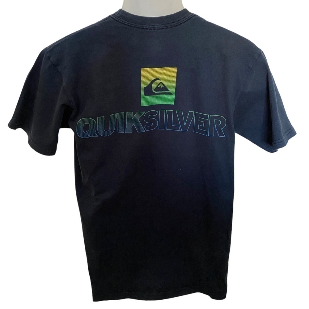 Quiksilver Surf Logo Navy Blue Tee Shirt Men M Medium